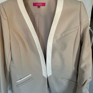 Catherine Maldorine fawn jacket with leather piping